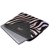 Zebra Black and Pink Monogram Laptopschutzhülle (Vorne Knopf)