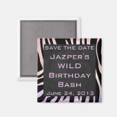 Zebra Black and Pink Monogram Magnet (Vorderseite/Rückseite)
