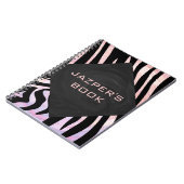 Zebra Black and Pink Monogram Notizblock (Linke Seite)