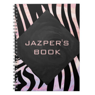 Zebra Black and Pink Monogram Notizblock