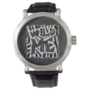 Zebra Black and Pink Wild me Armbanduhr