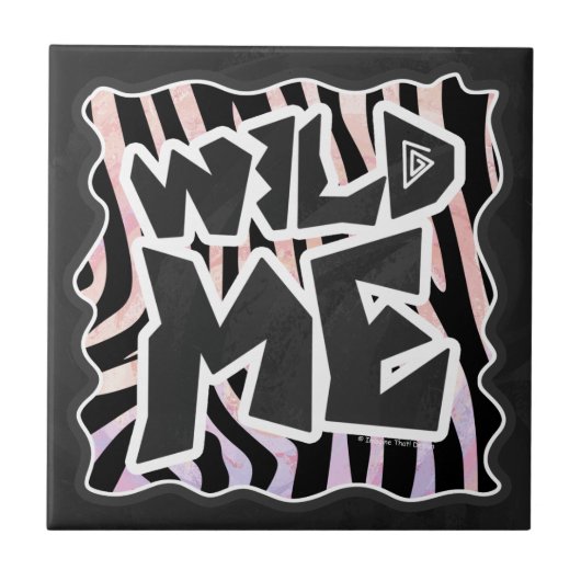 Zebra Black and Pink Wild me Fliese (Vorderseite)