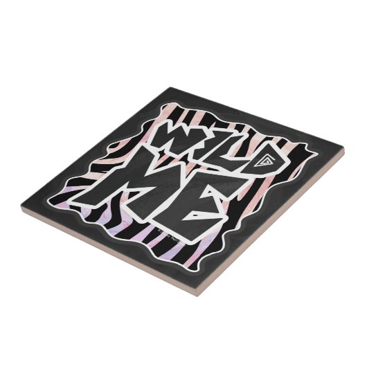 Zebra Black and Pink Wild me Fliese (Seite)