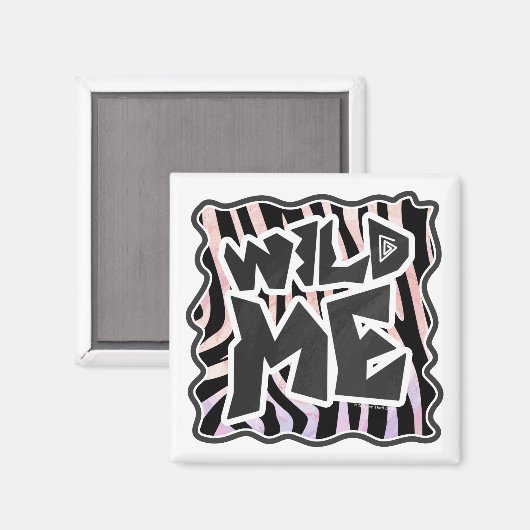 Zebra Black and Pink Wild me Magnet (Vorderseite/Rückseite)