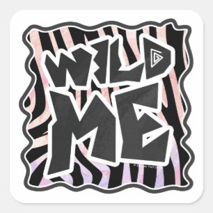 Zebra Black and Pink Wild me Quadratischer Aufkleber