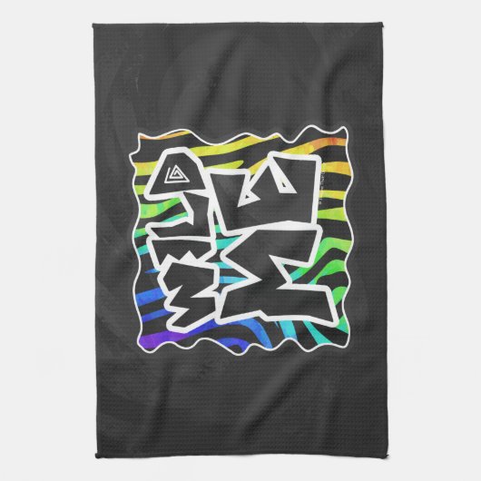 Zebra Black and Rainbow Wild Me Geschirrtuch (Vertikal)