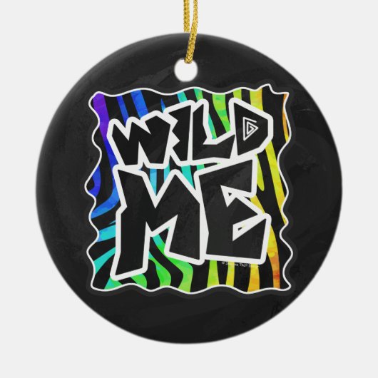 Zebra Black and Rainbow Wild Me Keramik Ornament (Vorne)