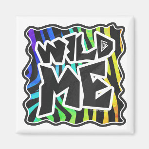 Zebra Black and Rainbow Wild Me Magnet