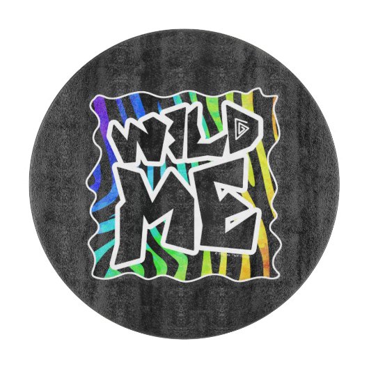 Zebra Black and Rainbow Wild Me Schneidebrett (Vorderseite)