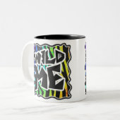Zebra Black and Rainbow Wild Me Zweifarbige Tasse (Vorderseite Links)