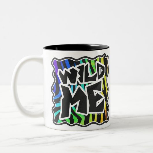 Zebra Black and Rainbow Wild Me Zweifarbige Tasse (Links)