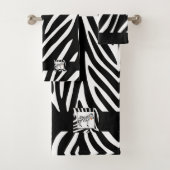 Zebra Black and White Jungle Safari Thema Badhandtuch Set (Insitu)