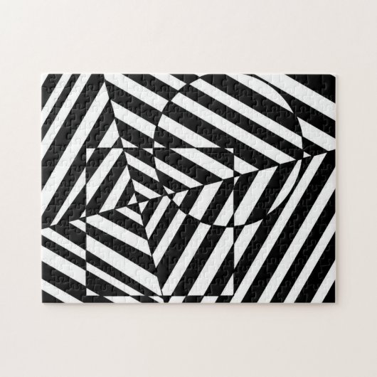 Zebra Black and White Square and Circle Pattern Puzzle (Horizontal)
