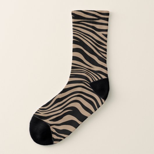 Zebra black brown safari jungle print pattern chic socken (Links - Außen)
