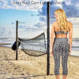Zebra Black Capri Leggings