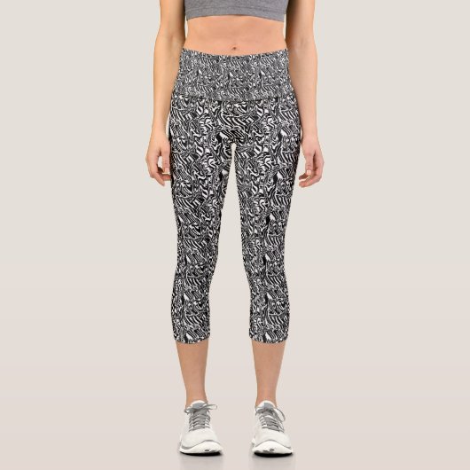 Zebra Black Capri Leggings (Vorderseite)