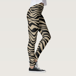 Zebra Black khaki Animal Print Muster Safari Leggings