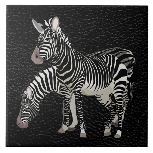 Zebra Black Leather Decorative Keramik Tile Fliese (Vorderseite)