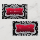 Zebra Black Red Silver Elegantes Business Visitenkarte (Vorne/Hinten)