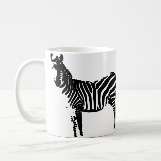 Zebra Black Silhouette Tasse oder Travel Mug (Links)