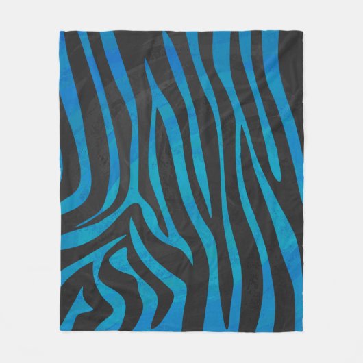 Zebra Black und Blue Print Fleecedecke (Vorderseite)