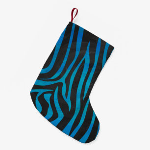 Zebra Black und Blue Print Kleiner Weihnachtsstrumpf