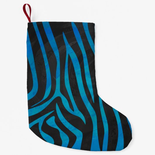 Zebra Black und Blue Print Kleiner Weihnachtsstrumpf (Vorderseite)