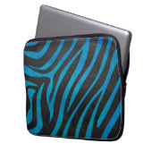 Zebra Black und Blue Print Laptopschutzhülle (Vorderseite Links)