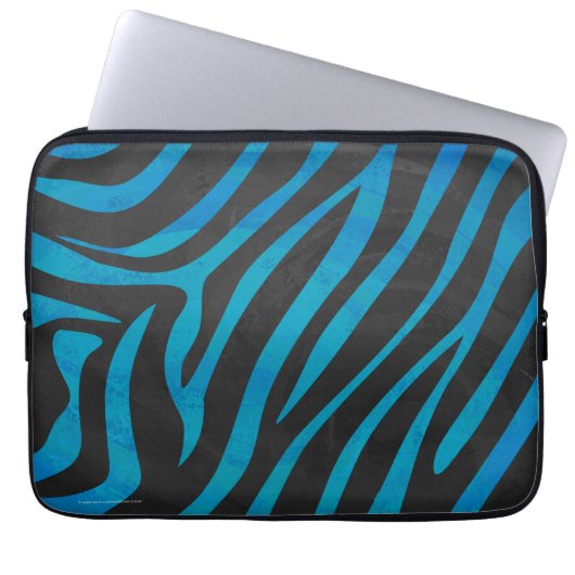 Zebra Black und Blue Print Laptopschutzhülle (Vorderseite)