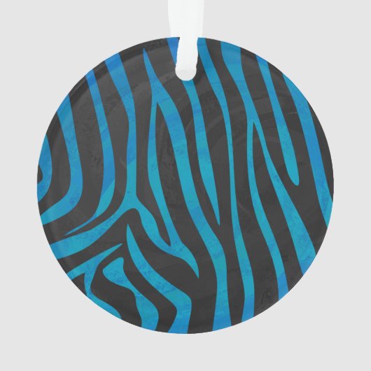 Zebra Black und Blue Print Ornament (Rückseite)