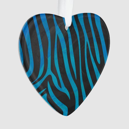 Zebra Black und Blue Print Ornament (Vorderseite)