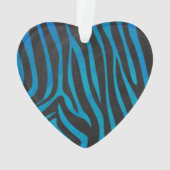 Zebra Black und Blue Print Ornament (Rückseite)
