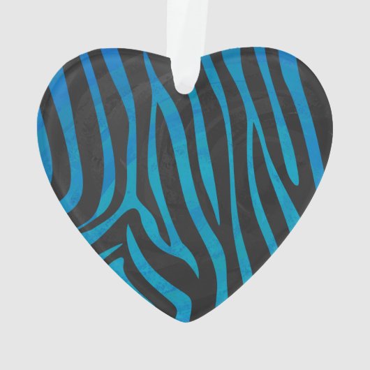 Zebra Black und Blue Print Ornament (Rückseite)