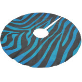 Zebra Black und Blue Print Polyester Weihnachtsbaumdecke (Schrägansicht)