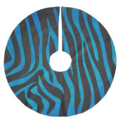 Zebra Black und Blue Print Polyester Weihnachtsbaumdecke (Vorderseite)