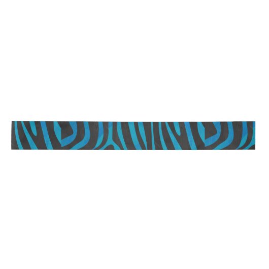 Zebra Black und Blue Print Satinband (Vorderseite)
