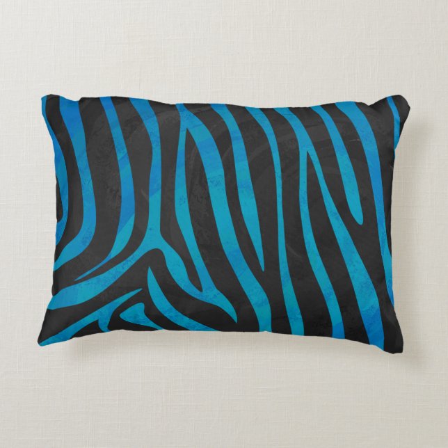 Zebra Black und Blue Print Zierkissen (Rückseite)