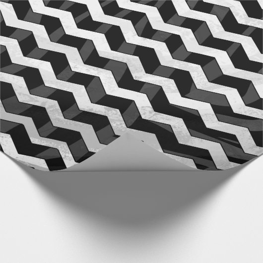 Zebra Black und Grau Zickzack Geschenkpapier (Ecke)
