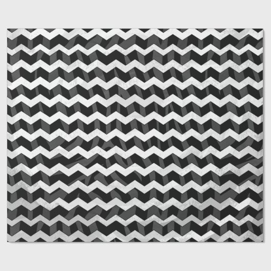 Zebra Black und Grau Zickzack Geschenkpapier (Flach)