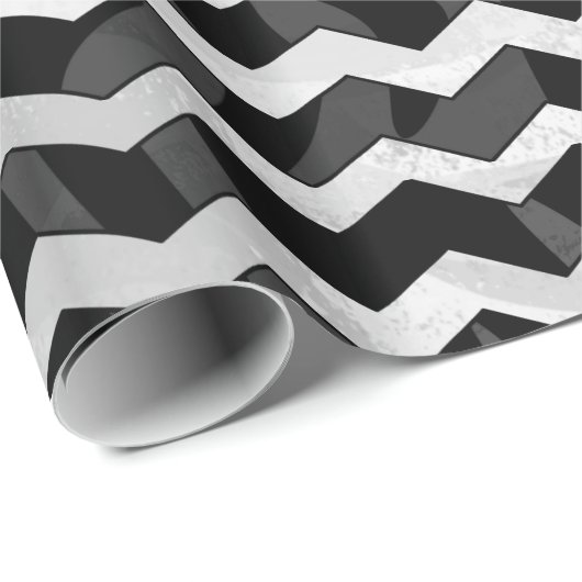 Zebra Black und Grau Zickzack Geschenkpapier (Rolleneckpunkt)