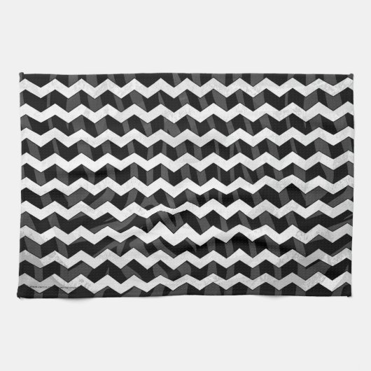 Zebra Black und Grau Zickzack Handtuch (Horizontal)