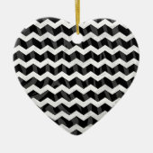 Zebra Black und Grau Zickzack Keramik Ornament (Vorne)