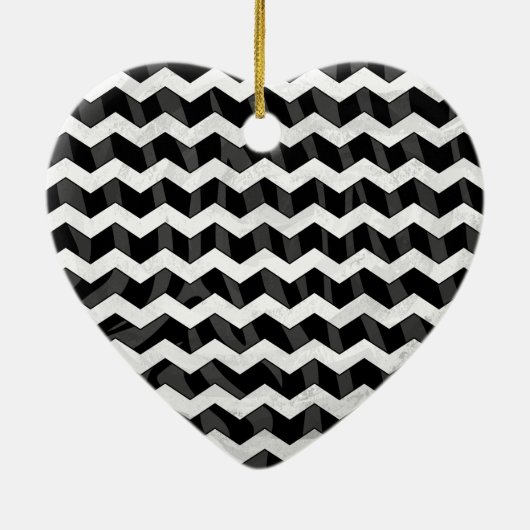Zebra Black und Grau Zickzack Keramik Ornament (Hinten)