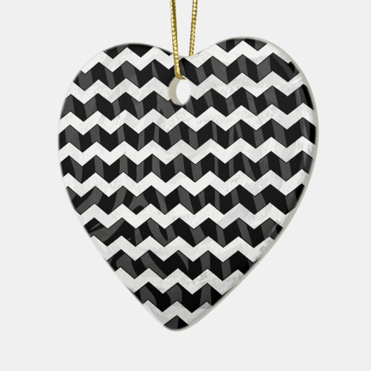 Zebra Black und Grau Zickzack Keramik Ornament (Links)