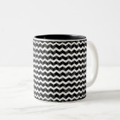 Zebra Black und Grau Zickzack Zweifarbige Tasse (VorderseiteRechts)
