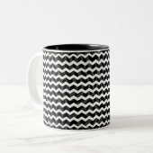 Zebra Black und Grau Zickzack Zweifarbige Tasse (Vorderseite Links)