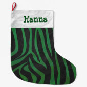 Zebra Black und Green Großer Weihnachtsstrumpf (Vorderseite)
