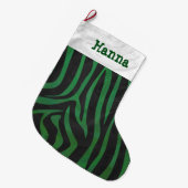 Zebra Black und Green Großer Weihnachtsstrumpf (Vorderansicht (hängend))