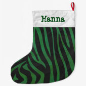 Zebra Black und Green Großer Weihnachtsstrumpf (Rückseite)