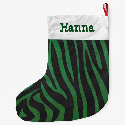 Zebra Black und Green Großer Weihnachtsstrumpf (Rückseite)